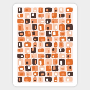 Funky Squares Retro Pattern, Earthy tones Sticker